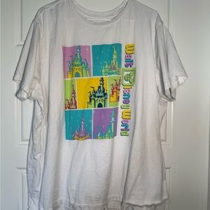 Disney World Multicolor Castle Graphic White XXL T-Shirt NWOT